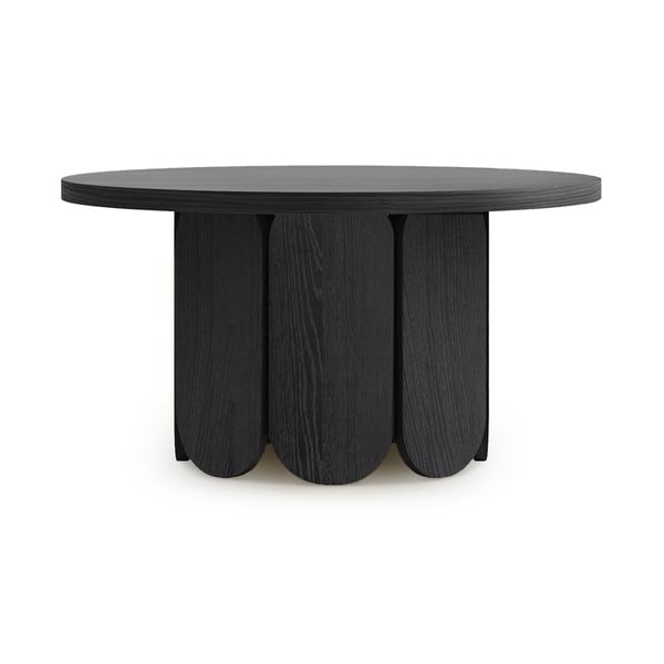 Czarny okrągły stolik w dekorze dębu ø 78 cm Soft – Woodman