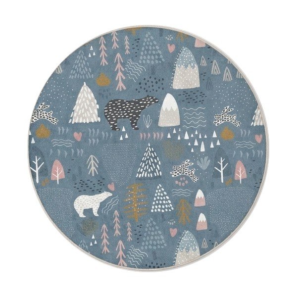 Niebieski dywan dziecięcy odpowiedni do prania ø120 cm Forest Land – Mila Home