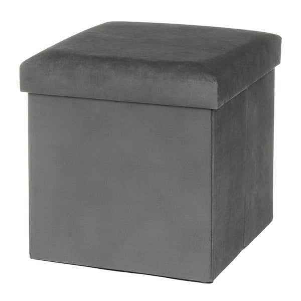 Ciemnoszary aksamitny puf Estela – Casa Selección