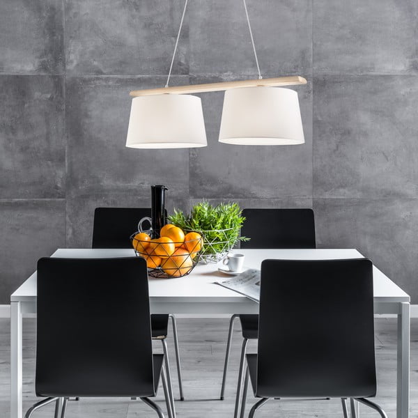 Jasnobrązowa lampa wisząca z tekstylnym kloszem ø 35 cm Aida – LAMKUR-image-2