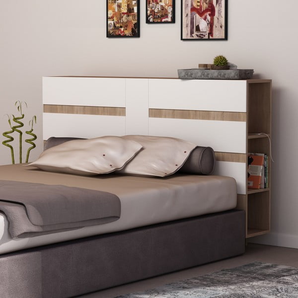 Zagłówek łóżka ze schowkiem i białym elementem Homitis Eddo-image-3