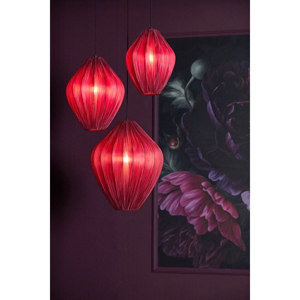 Bordowa lampa wisząca z tekstylnym kloszem ø 12 cm Verita – Light & Living-image-1