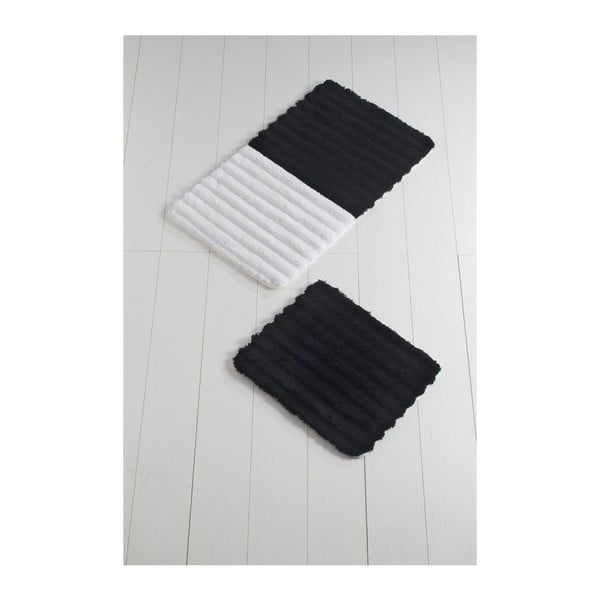 Zestaw 2 czarno-białych dywaników łazienkowych Confetti Bathmats Soft Black