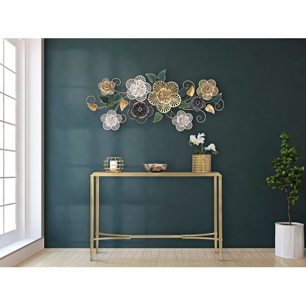 Metalowa dekoracja wisząca z wzorem kwiatów Mauro Ferretti Campur -B-, 118x58 cm-image-1