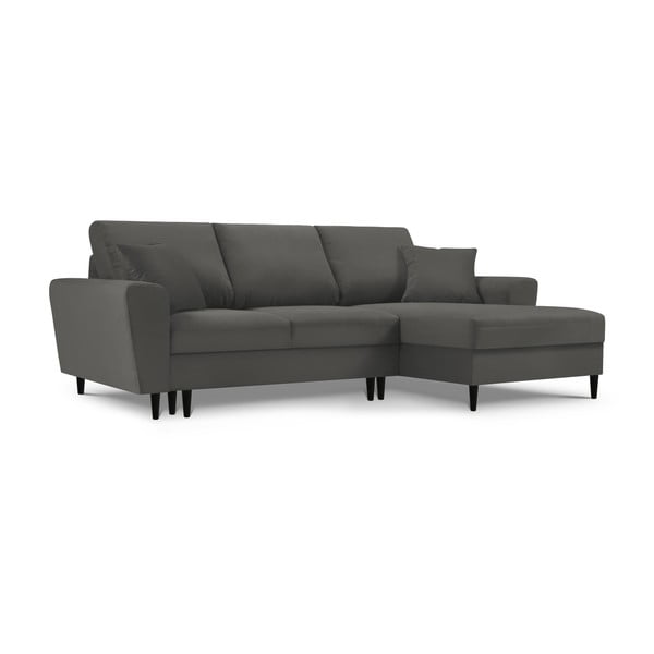 Ciemnoszary sztruksowy rozkładany narożnik ze schowkiem (prawostronny/z szezlongiem) Kyoto – Cosmopolitan Design-image-4