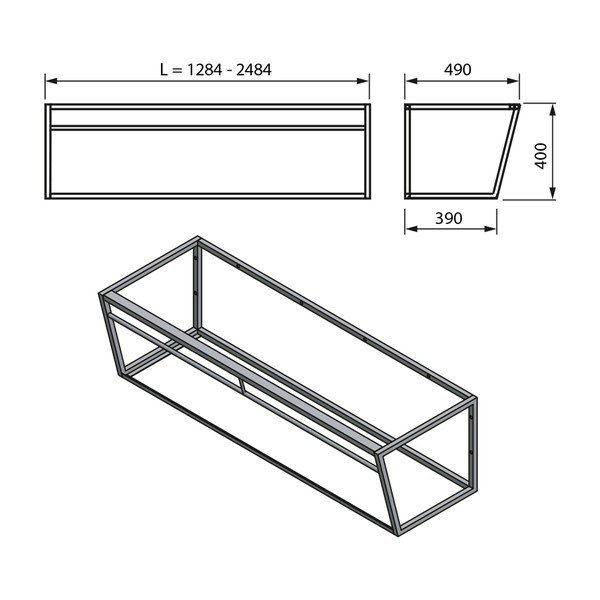  Biało-czarny metalowy wiszący stelaż pod umywalkę 218x40 cm Aruba – Sapho-image-2
