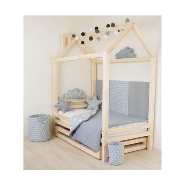 Różowe łóżko dziecięce z drewna świerkowego Benlemi Happy, 90x200 cm-image-4