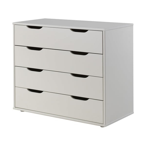 Białe podwyższone łóżko dziecięce z litego drewna sosnowego ze schowkiem i stelażem 90x200 cm Scott – Vipack-image-3