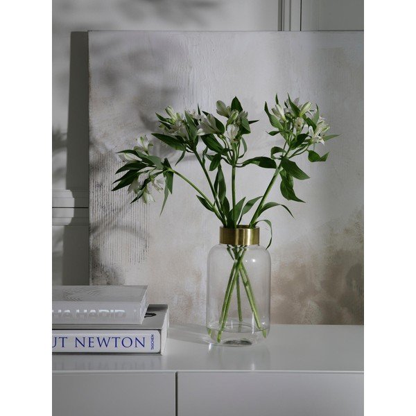 Szklany wazon z metalowym elementem w kolorze złota Westwing Collection Lori, wys. 29 cm-image-3