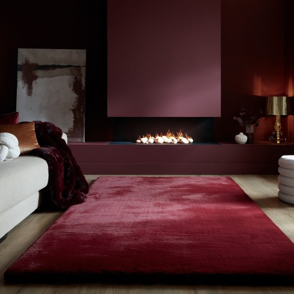 Bordowa syntetyczna skóra 160x230 cm Ivy Luxury Fur – Flair Rugs-image-1