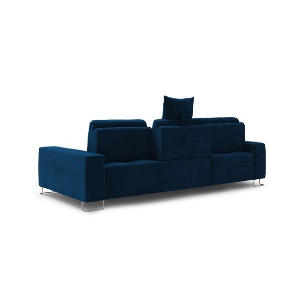 Granatowy rozkładany narożnik z aksamitnym obiciem Windsor & Co Sofas Diane, lewostronny-image-4