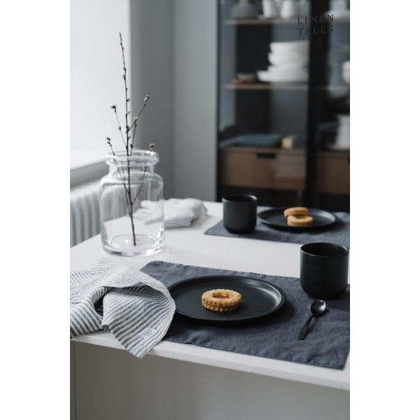 Ciemnoszara lniana mata stołowa Linen Tales, 35x45 cm-image-1