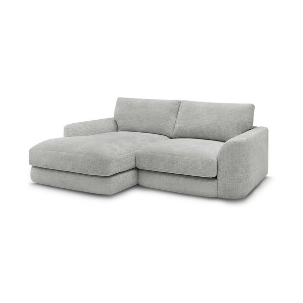 Jasnoszary narożnik z tkaniny szenilowej (lewostronny/z szezlongiem) Leonore – Bobochic Paris
