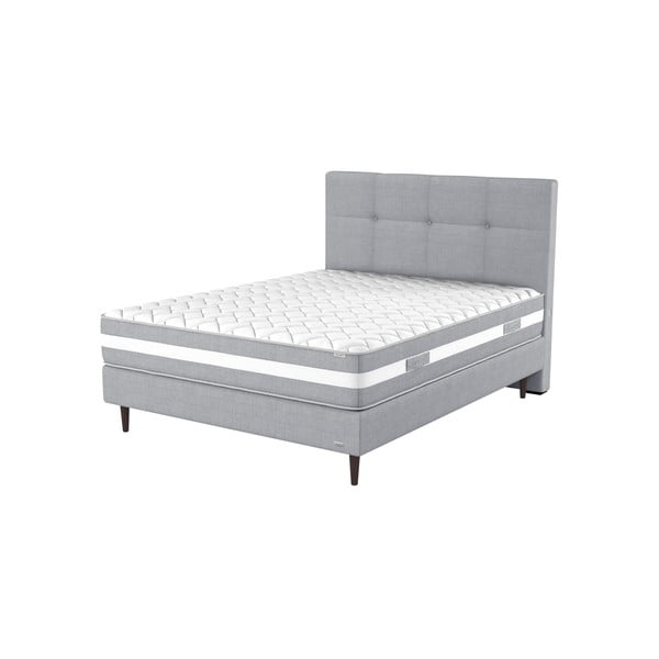 Szare łóżko boxspring z zagłówkiem i materacem z pianki Ted Lapidus Maison PÉRIDOT, 160x200 cm-image-1