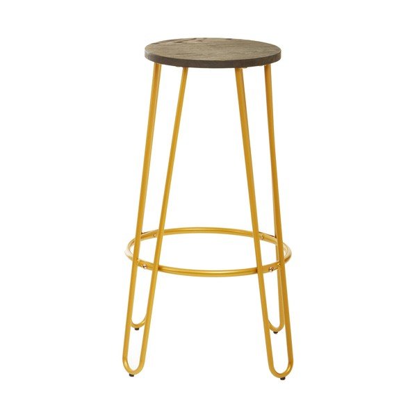 Hoker z litego drewna wiązu w kolorze złota/w naturalnym kolorze (wysokość siedziska 75 cm) District – Premier Housewares-image-2