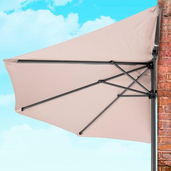 Beżowy parasol ogrodowy ø 240 cm – LDK Garden-image-1