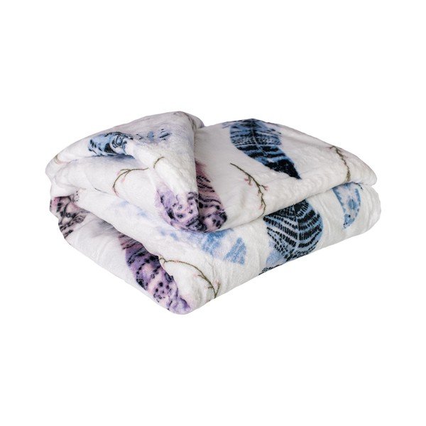 Biały koc z mikropluszu 200x150 cm Feather – My House-image-1