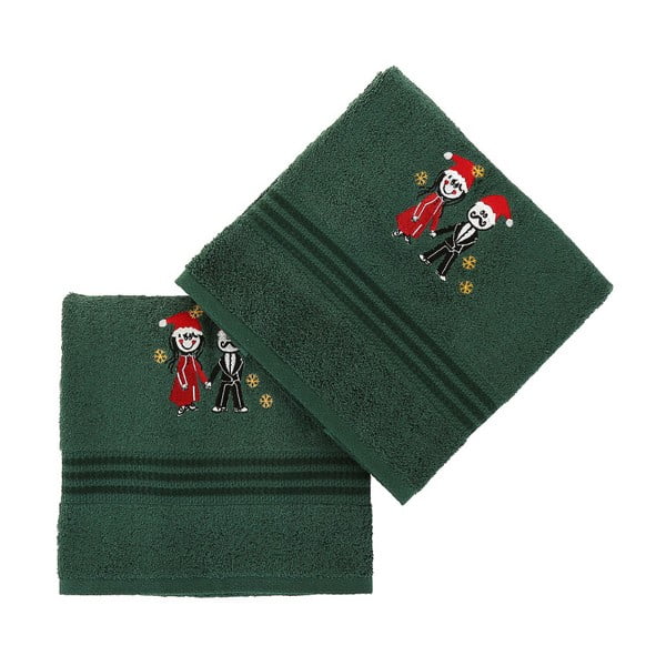 Komplet 2 zielonych bawełnianych ręczników Cift Green