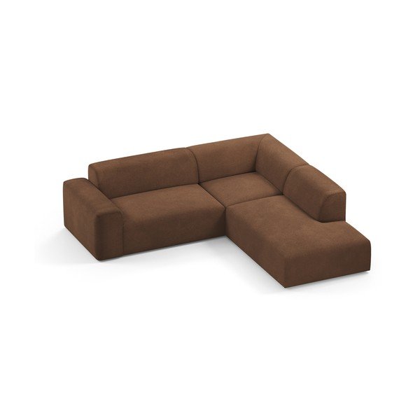 Brązowy sztruksowy narożnik Marie Claire Home Karen, 260 cm, prawostronny-image-3