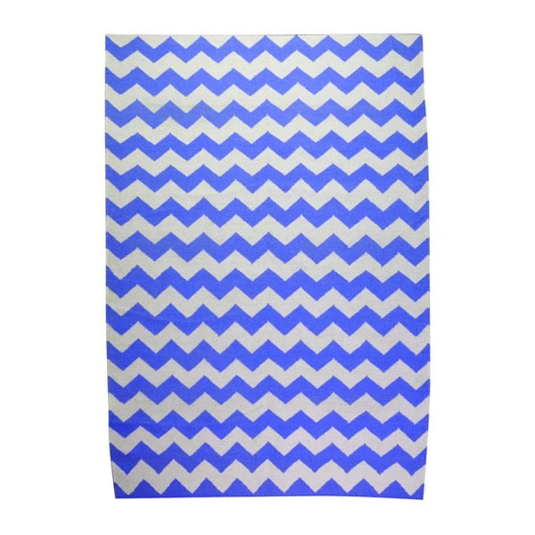 Dywan wełniany Geometry Zic Zac Dark Blue & White, 160x230 cm