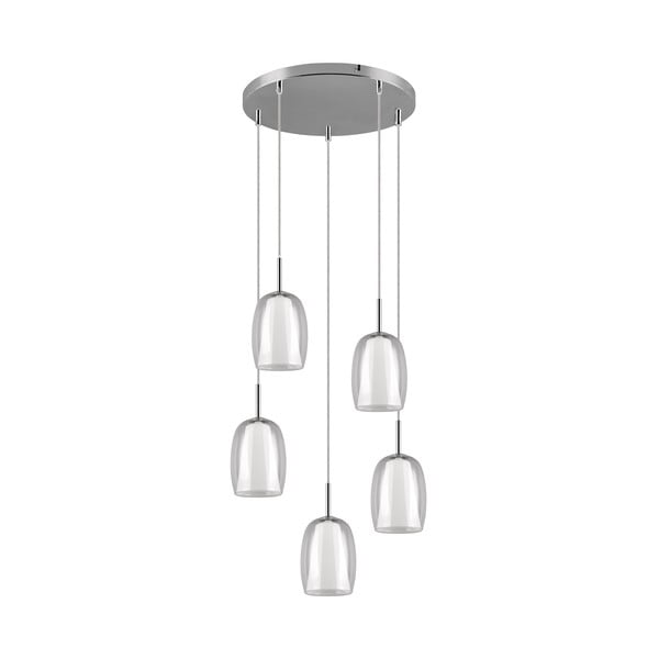 Lampa wisząca w kolorze srebra ze szklanym kloszem ø 48 cm Barret – Trio Select