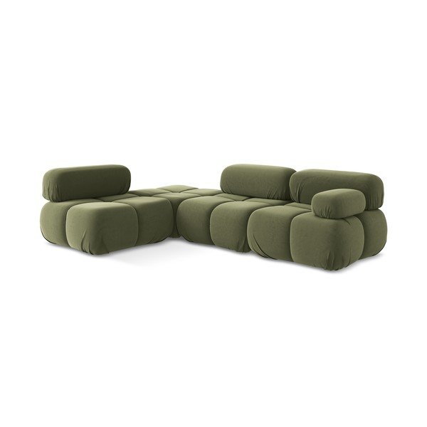 Jasnozielony aksamitny narożnik modułowy (lewostronny) Lokua – Makamii-image-3