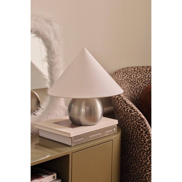 Biała/w kolorze srebra z połyskiem tekstylna lampa stołowa (wysokość 38 cm) Connie – Ellos Home-image-2