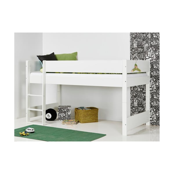Białe dziecięce łóżko piętrowe z oparciem bocznym Manis-h Argos, 90x200 cm