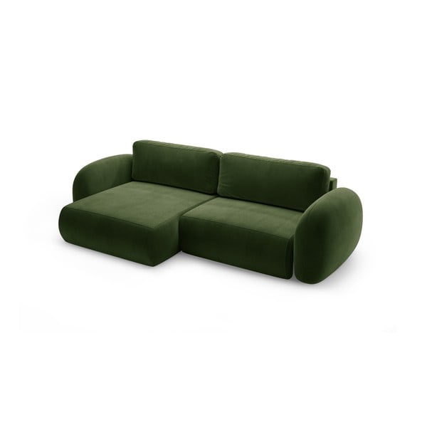 Zielony aksamitny rozkładany/ze schowkiem narożnik Tonale – Cosmopolitan Design-image-2