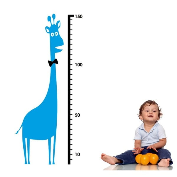 Niebieski samoprzylepny metr dziecięcy Giraphe