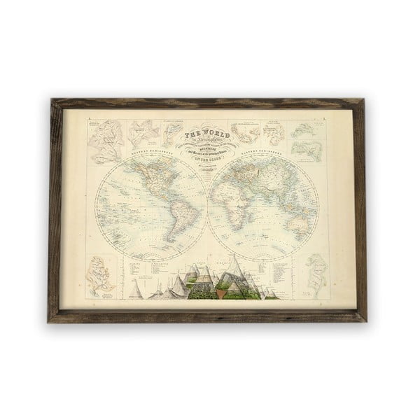 Obraz w drewnianej ramie Globe, 70x50 cm