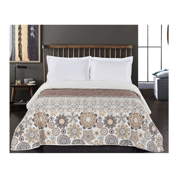 Brązowo-biała narzuta dwustronna z mikrowłókna DecoKing Alhambra, 220x240 cm-image-2