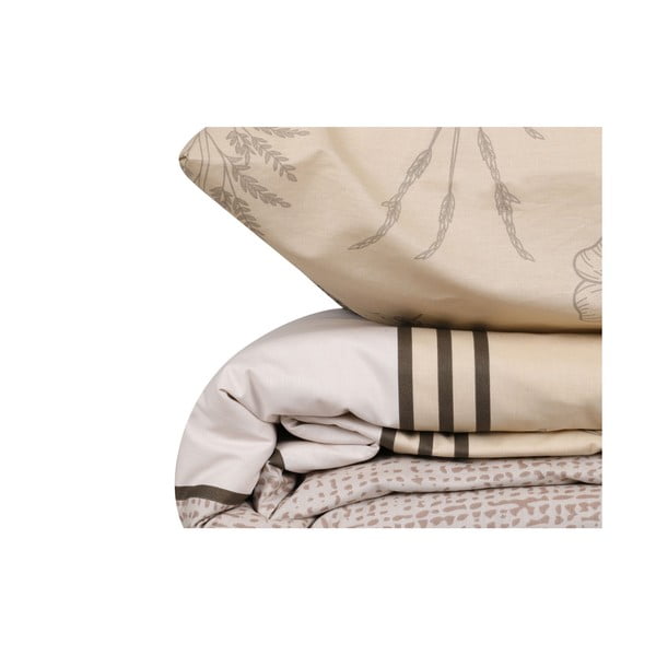 Beżowa bawełniana pościel jednoosobowa 140x200 cm Pine – Mijolnir-image-4