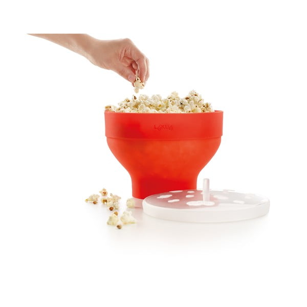 Pomarańczowa silikonowa miska do przygotowania popcornu Lékué Popcorn