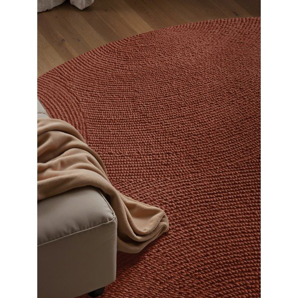 Ceglasty wełniany okrągły dywan tkany ręcznie ø 150 cm Calmio – Hanse Home-image-3