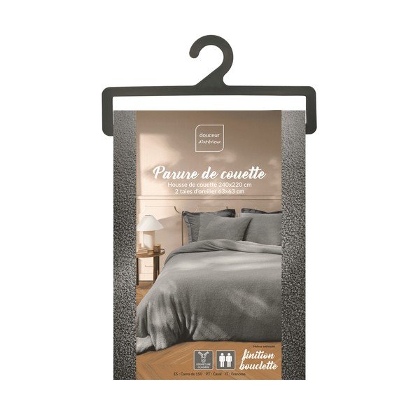 Antracytowa pościel dwuosobowa z mikropluszu 240x220 cm Helena – douceur d'intérieur-image-4