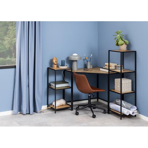 Czarno-naturalny regał w dekorze dębu 37x120 cm Seaford – Actona-image-1