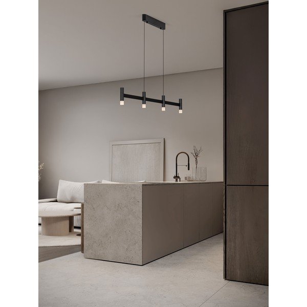 Aluminiowa lampa wisząca LED ze ściemniaczem w kolorze matowej czerni z kloszem ze szkła akrylowego Poetic – Nova Luce-image-1