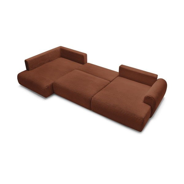 Ceglasty sztruksowy rozkładany/ze schowkiem narożnik (lewostronny/w kształcie litery U) Lucien – Bobochic Paris-image-4