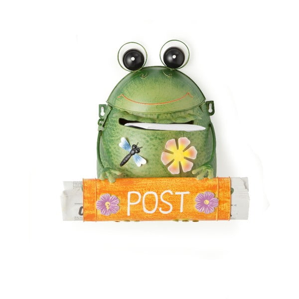 Pomarańczowa skrzynka pocztowa z metalu w kształcie żaby Brandani Post
