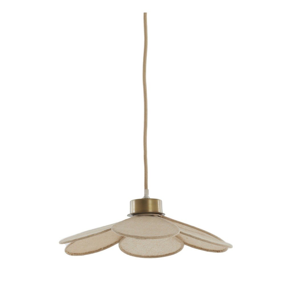 Kremowa lampa wisząca z tekstylnym kloszem Fyano – Light & Living