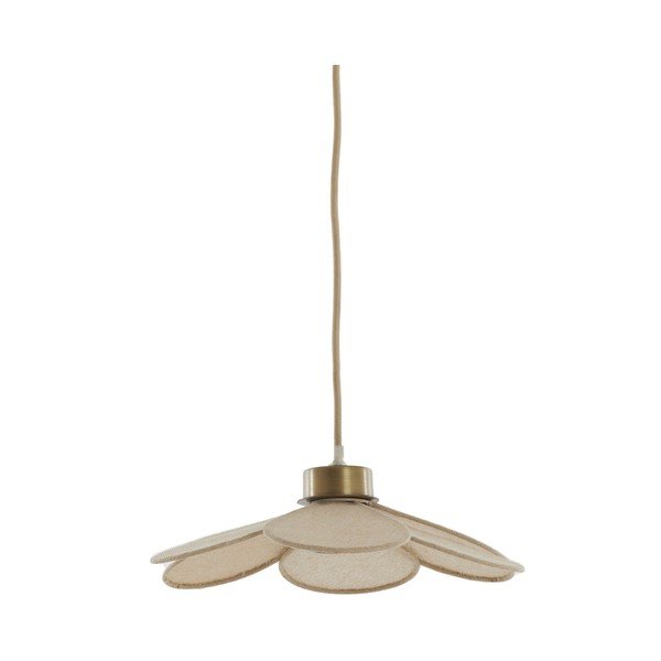 Kremowa lampa wisząca z tekstylnym kloszem Fyano – Light & Living