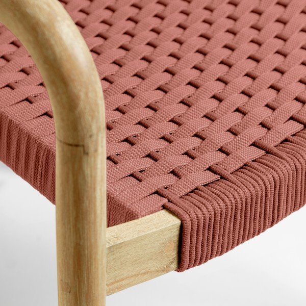 Krzesło ogrodowe z drewna eukaliptusa z plecionką w kolorze terakoty Kave Home Sheryl-image-1