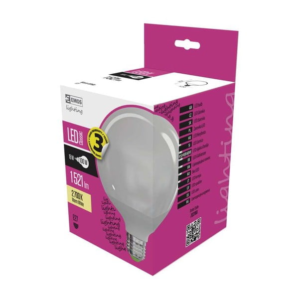 Żarówka LED EMOS Classic Globe Warm White, 15,3W E27-image-1