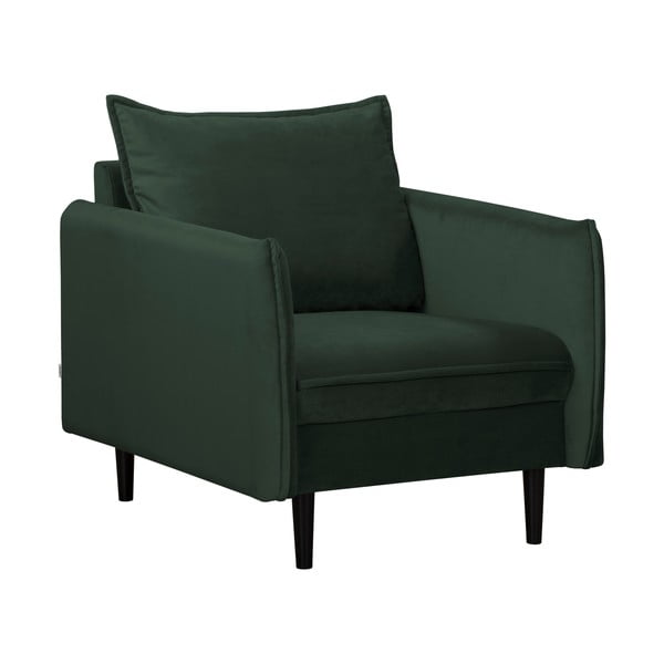 Ciemnozielony aksamitny fotel Juli – Ropez