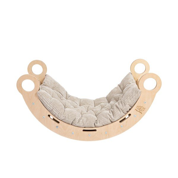 Beżowo-naturalna huśtawka z litego drewna sosnowego 39x75x38 cm Montessori – Meowbaby
