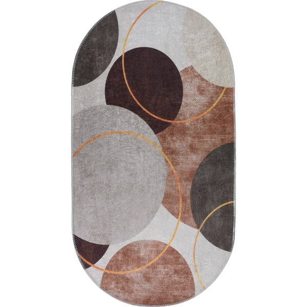 Brązowo-kremowy dywan odpowiedni do prania 80x120 cm Oval – Vitaus
