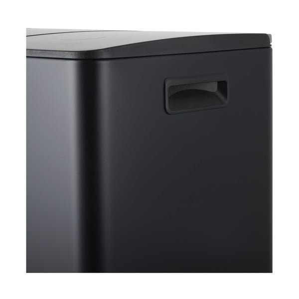 Stalowy kosz na śmieci 2x20 l do segregacji odpadów/z pedałem w kolorze matowej czerni   Aliya – Spirella-image-4