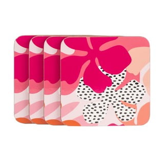 Zestaw 4 różowych podkładek Navigate Floral