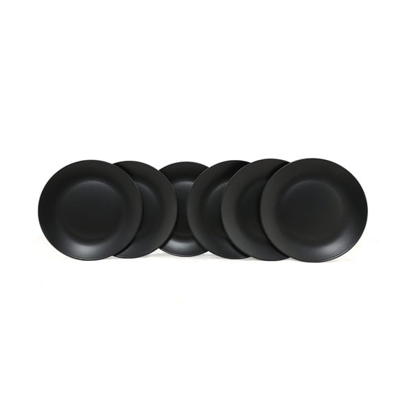 Ceramiczne talerze w kolorze matowej czerni zestaw 6 szt. ø 25 cm – Hermia